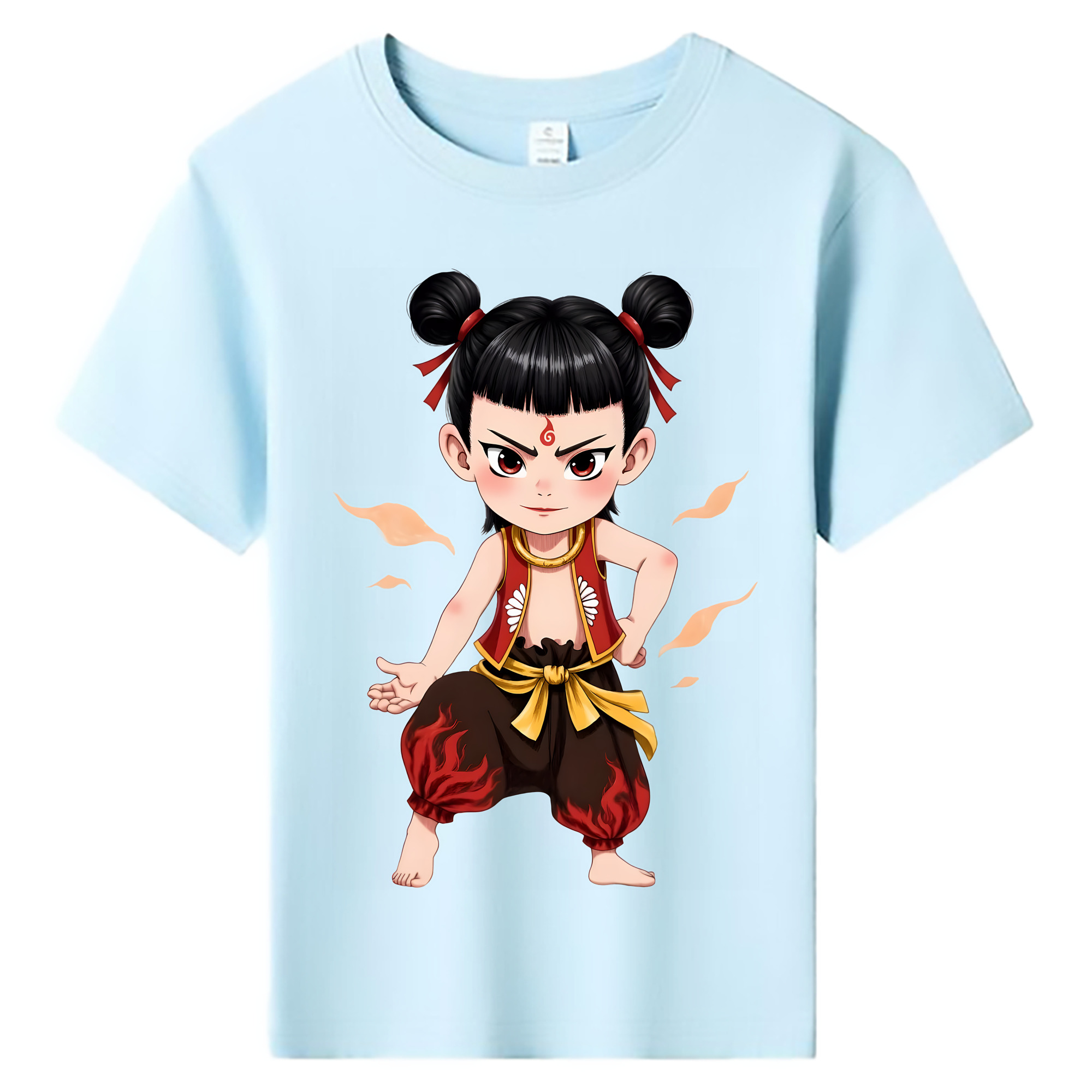 （画像用） Ne Zha 2 ナタ 魔童の大暴れ 綿100％キッズTシャツ（フロントプリント）